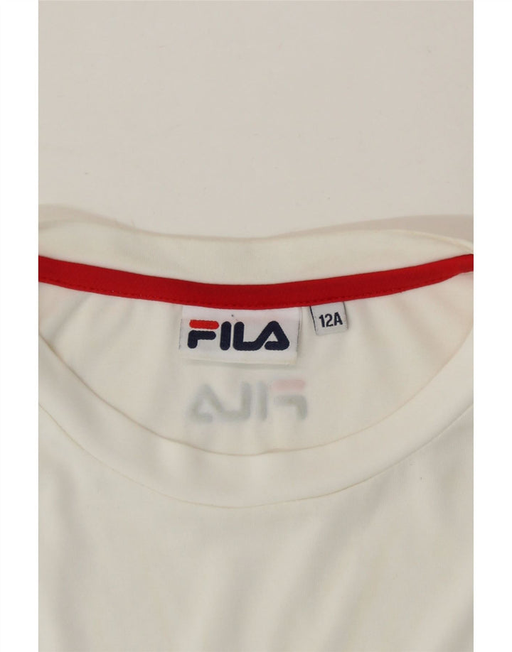 FILA Boys Graphic T-Shirt Top 11-12 Years White Vintage Fila and Second-Hand Fila from Messina Hembry 