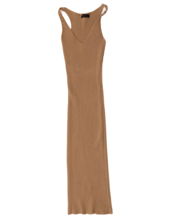 Shein Womens Sleeveless Bodycon Dress UK 8 Small Beige Polyester