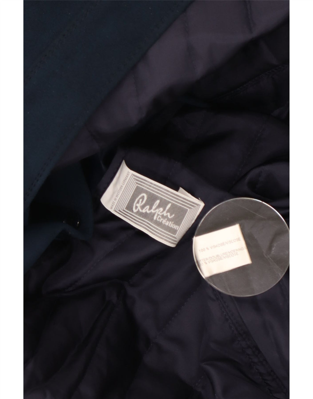 Ralph Dame Overfrakke UK 14 Medium Navy Blue Viscose