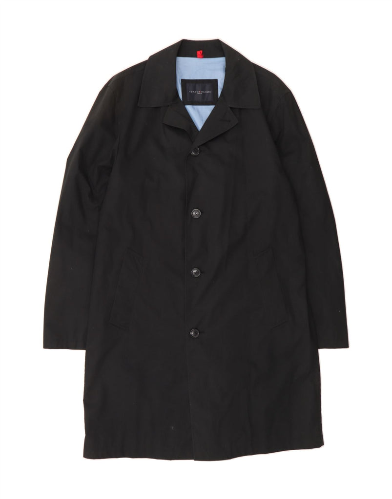TOMMY HILFIGER Mens Overcoat UK 40 Large Black Cotton Vintage Tommy Hilfiger and Second-Hand Tommy Hilfiger from Messina Hembry 