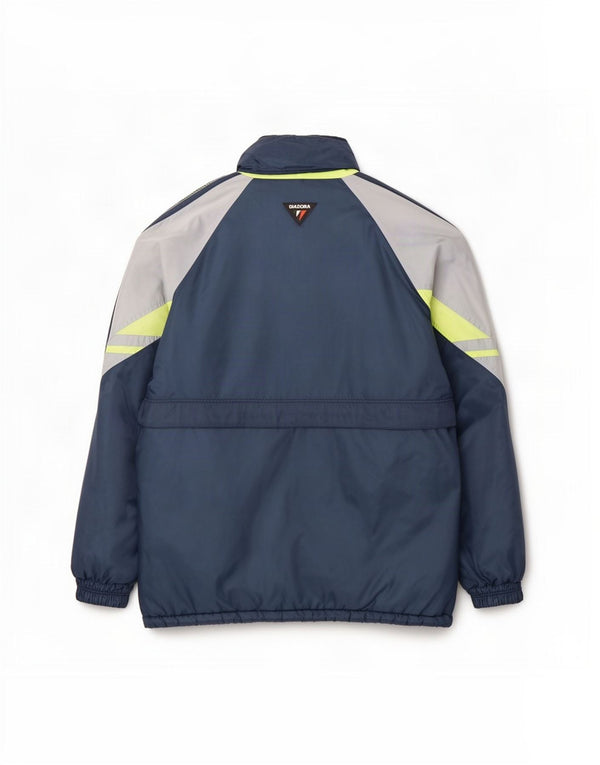 Diadora Mens Graphic Hooded Ski Jacket UK 42 XL Navy Blue Colourblock
