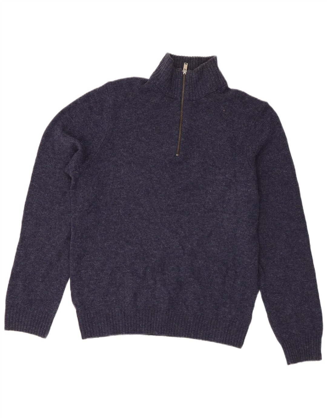 Marks & Spencer Herre sweater med lynlåshals mellem marineblå lammeuld