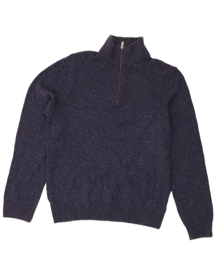 Marks & Spencer Herre sweater med lynlåshals mellem marineblå lammeuld