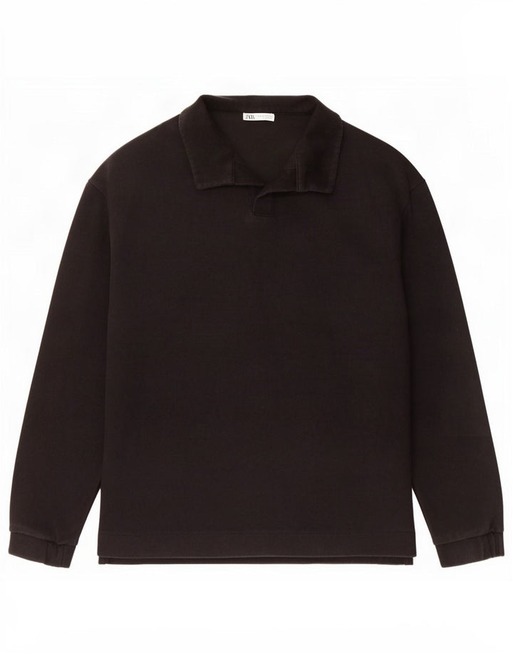 Zara Herre Polo Neck Sweatshirt Jumper XL Sort