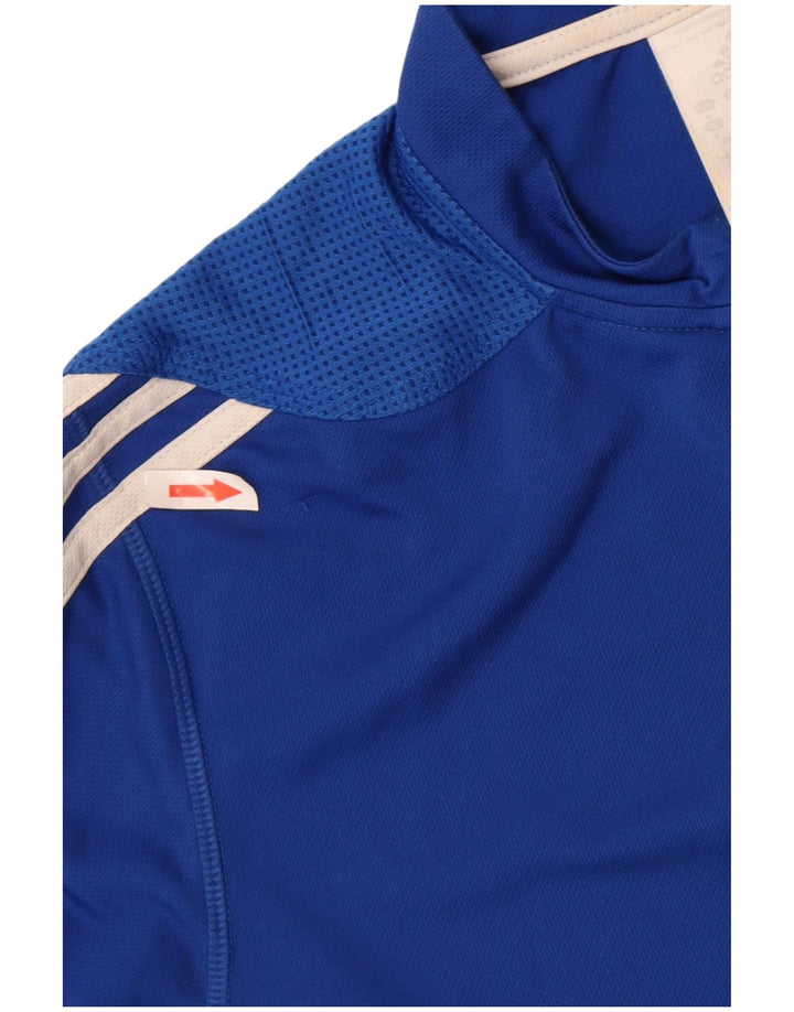 Adidas T-shirt med lynlås til mænd, mellemblå polyester