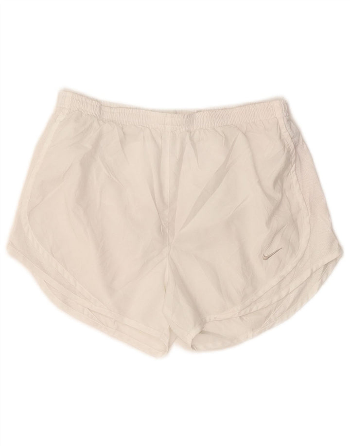 NIKE Dri Fit sportsshorts til kvinder UK 14 Medium White Polyester