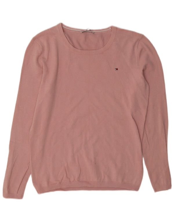 Tommy Hilfiger Dame Boat Neck Jumper Sweater UK 14 Medium Pink Bomuld