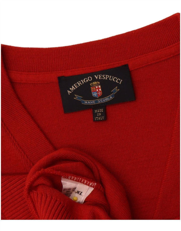 Amerigo Vespucci Herre V-hals sweater XL rød uld