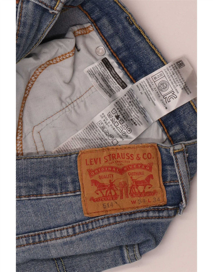 Levi's Herre 514 lige jeans W34 L27 blå bomuld