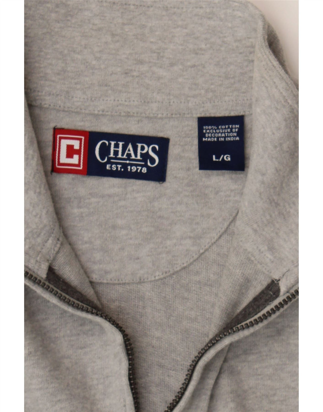 CHAPS Mens Zip Neck Top Long Sleeve Large Grey Cotton Vintage Chaps and Second-Hand Chaps from Messina Hembry 