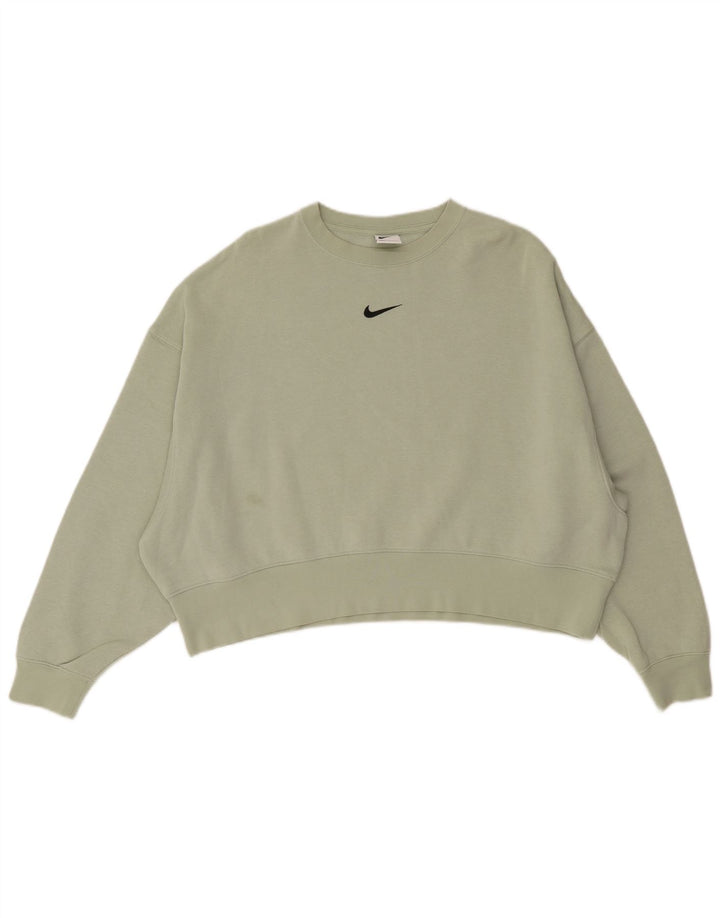 Nike Dame Oversized Sweatshirt Jumper UK 10 Lille grøn bomuld