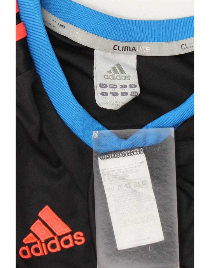 Adidas Herre Climalite T-Shirt Top Medium Sort Colourblock Polyester