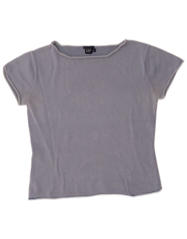 Gap Womens Crop T-Shirt Top UK 14 Large Blue Cotton