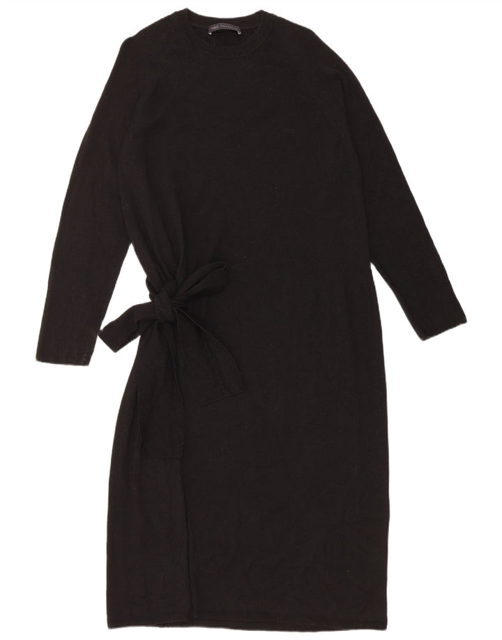 Marks & Spencer Dame Jumper Dress UK 12 Medium Black Merino Wool