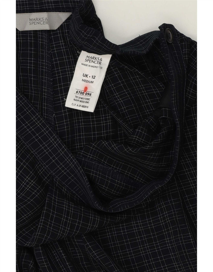 Marks & Spencer Dame Casual Bukser UK 12 Medium W30 L29 Navy Blue Check