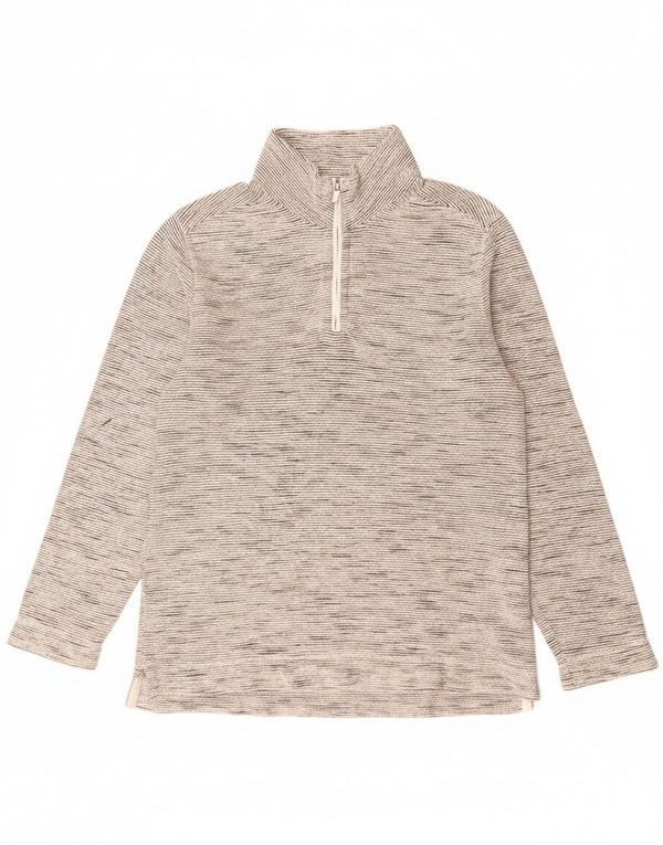 Fat Face Herre Zip Neck Jumper Sweater Large Off White Nålestribet bomuld