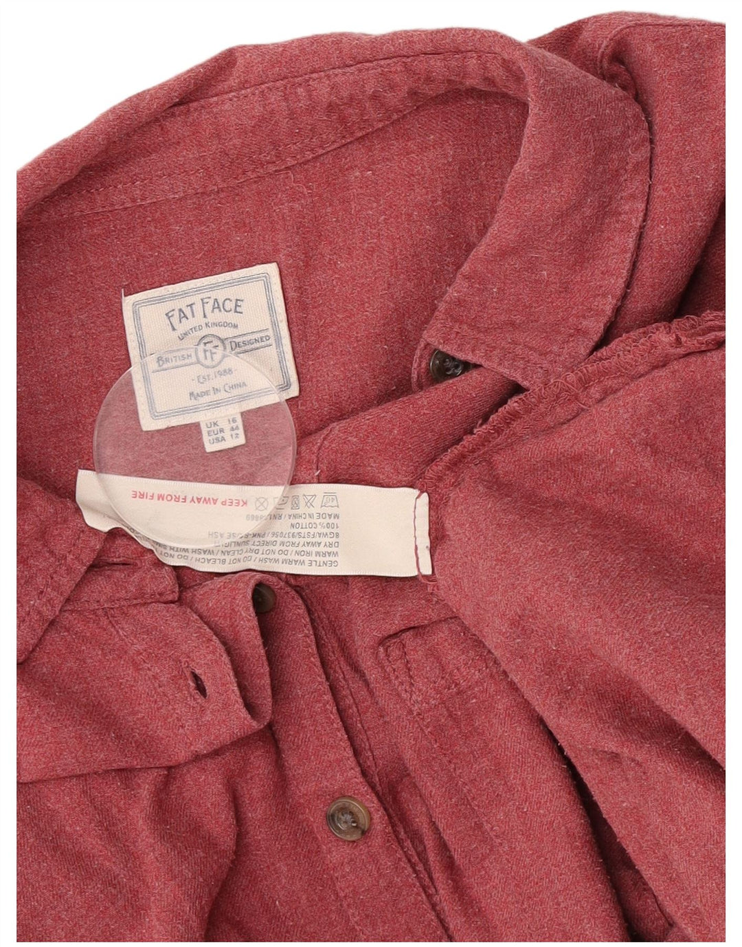 Fat Face Dame Pullover Shirt UK 16 Large Red Bomuld