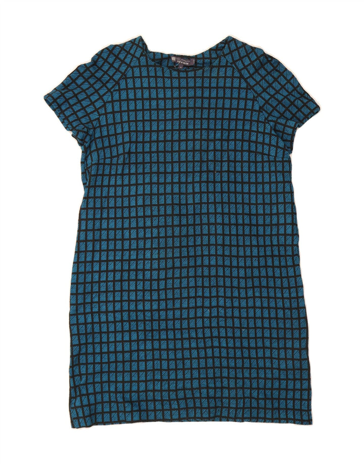 MARKS & SPENCER Womens Short Sleeves Shift Dress UK 16 Large Green Check Vintage Marks & Spencer and Second-Hand Marks & Spencer from Messina Hembry 