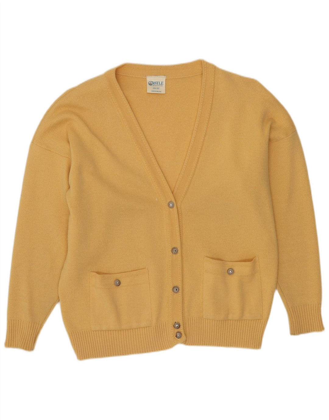 CASTLE Dame Cardigan Sweater EU 42 Stor Gul Akryl