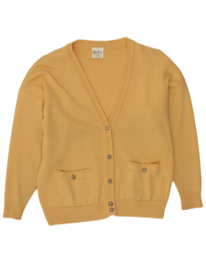 CASTLE Dame Cardigan Sweater EU 42 Stor Gul Akryl