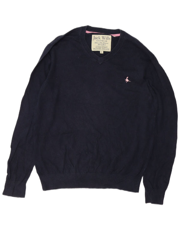 Jack Wills Herre V-hals sweater XL marineblå bomuld