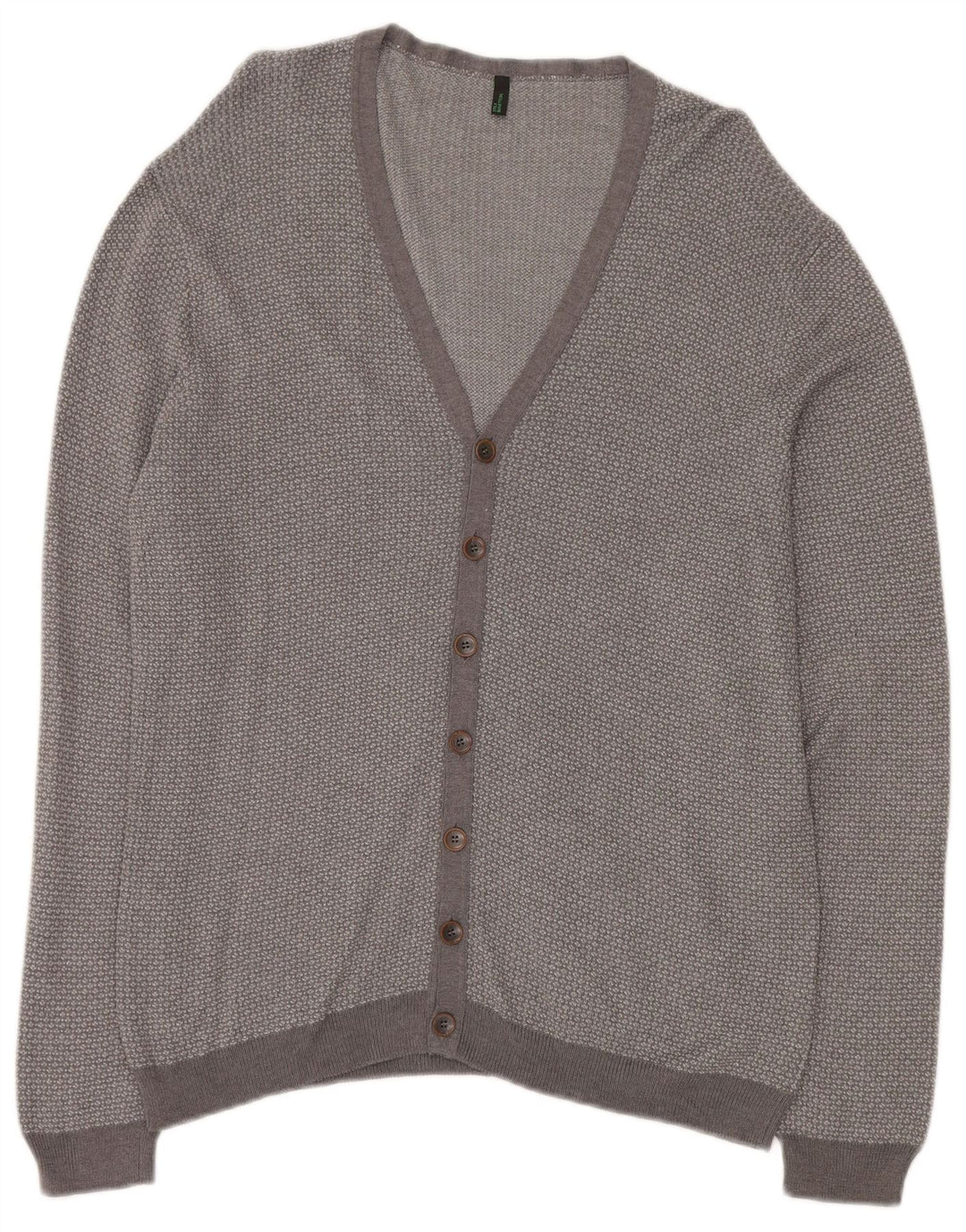 BENETTON Dame Cardigan Sweater UK 18 XL Grå Flecked Viscose
