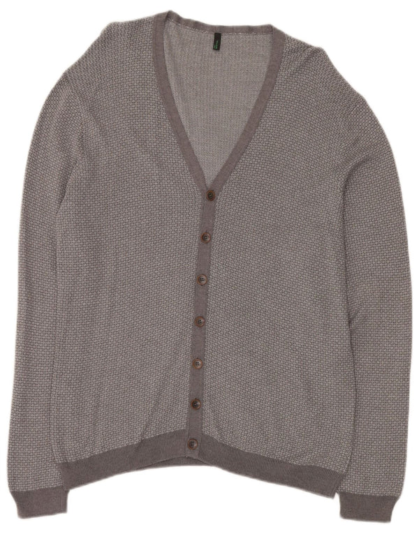 BENETTON Dame Cardigan Sweater UK 18 XL Grå Flecked Viscose