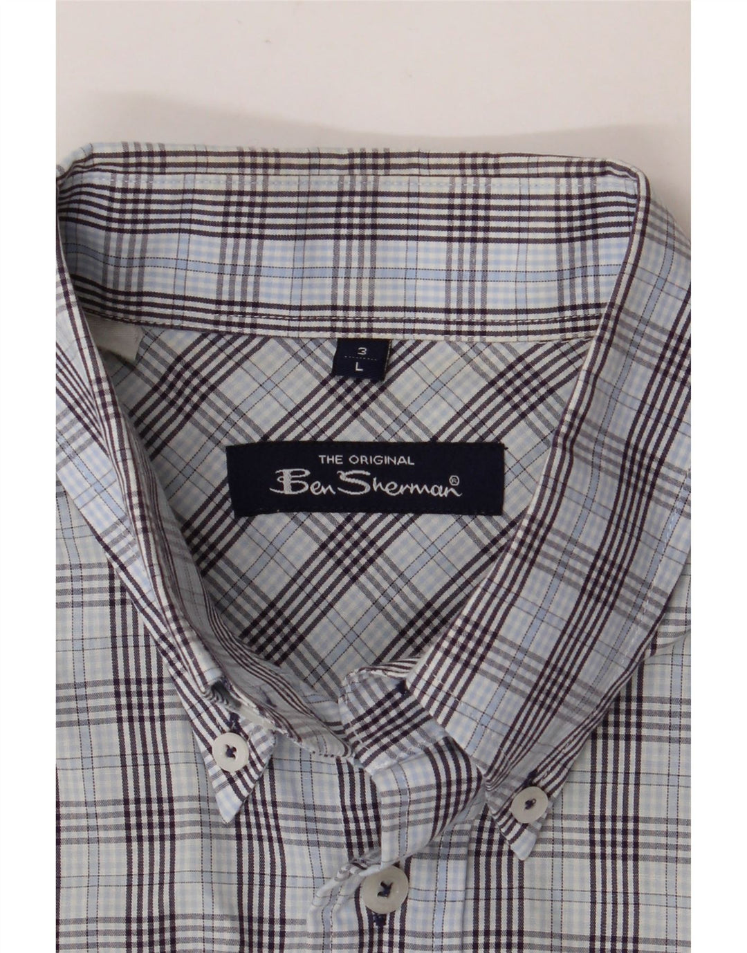 BEN SHERMAN Kortærmet herreskjorte Stor blå ternet