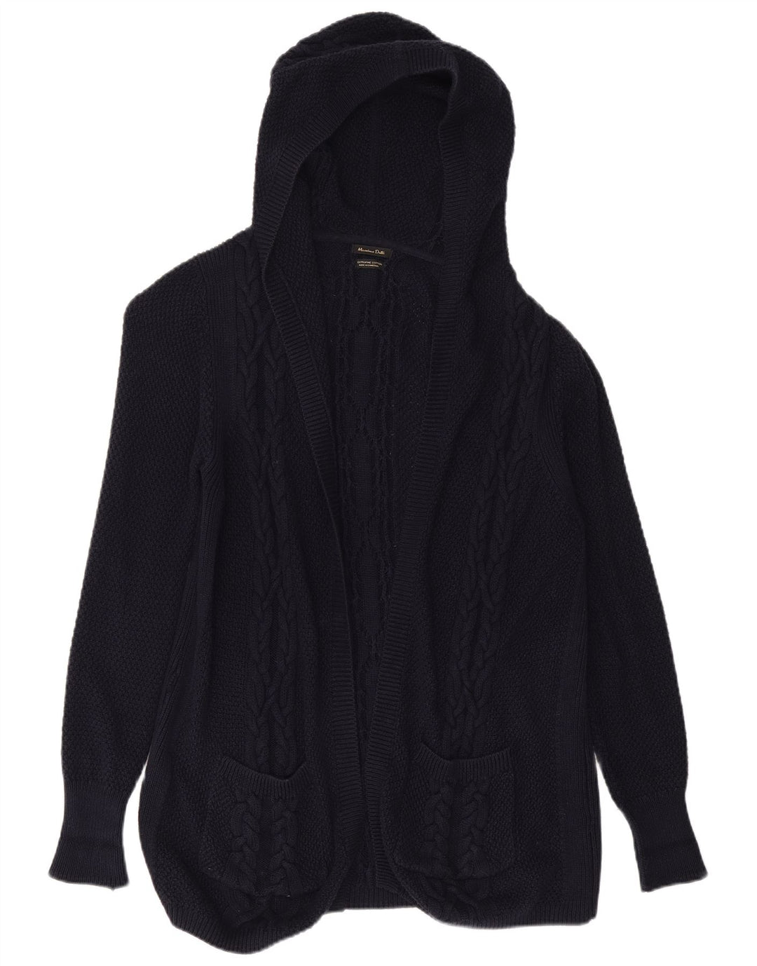 MASSIMO DUTTI Dame Longline Cardigan Sweater UK 10 Small Navy Blue