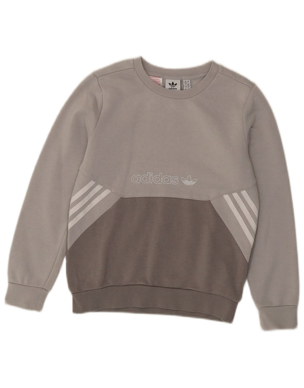 ADIDAS Grafisk Sweatshirt-trøje til drenge 9-10 år Grå Colourblock Bomuld