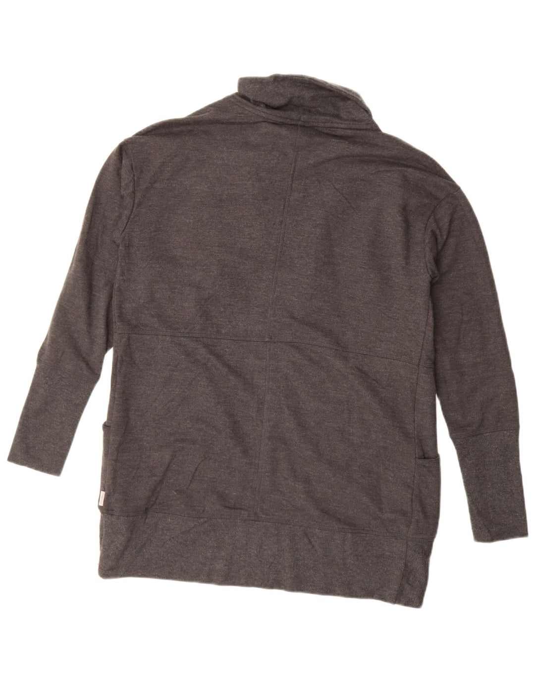 Eddie Bauer Dame Oversized Open Cardigan Sweater UK 10 Small Grey Bomuld