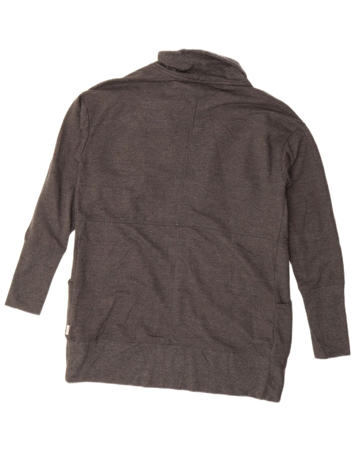 Eddie Bauer Dame Oversized Open Cardigan Sweater UK 10 Small Grey Bomuld