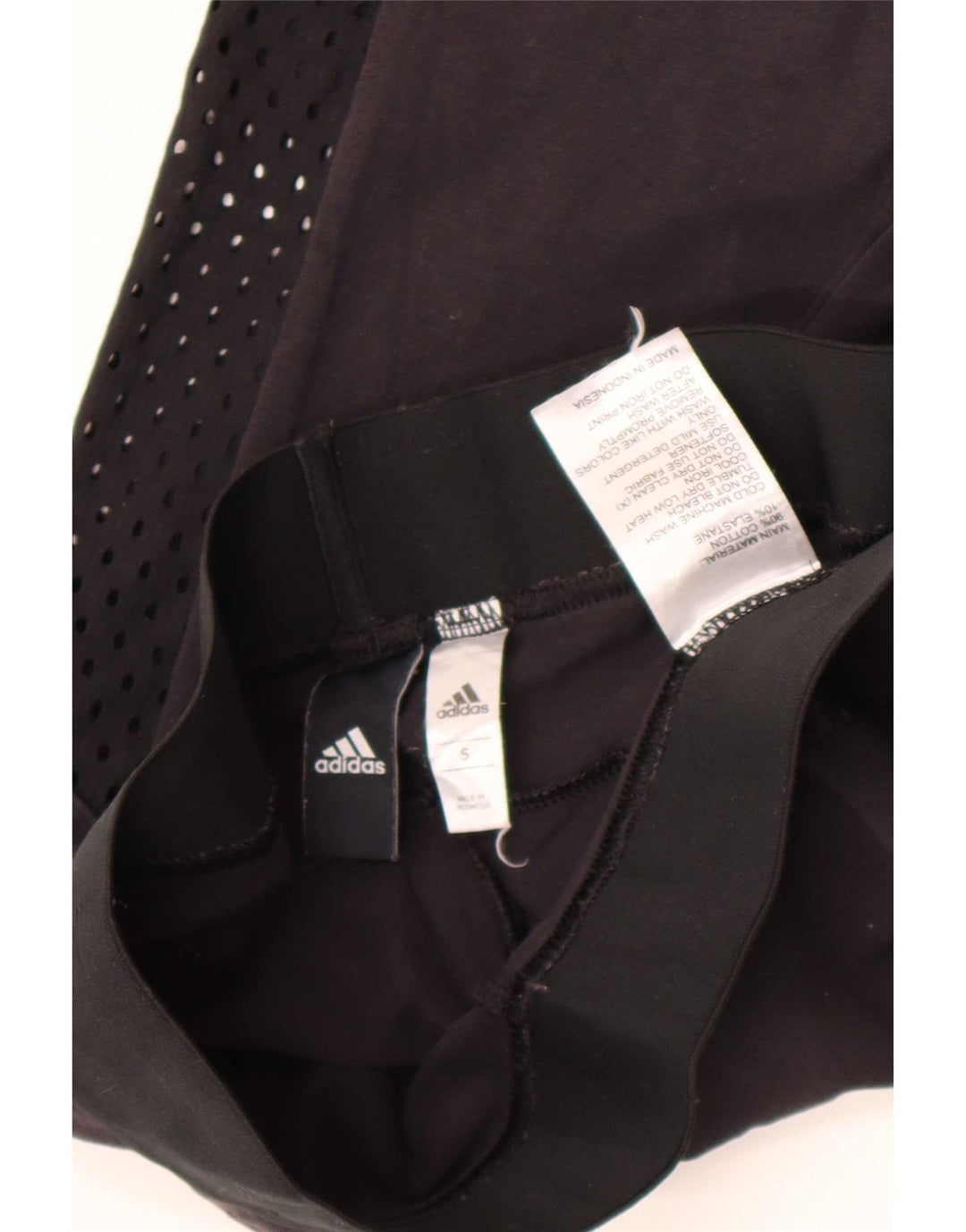 Adidas Womens Leggings UK 8 Small Black Colourblock Bomuld