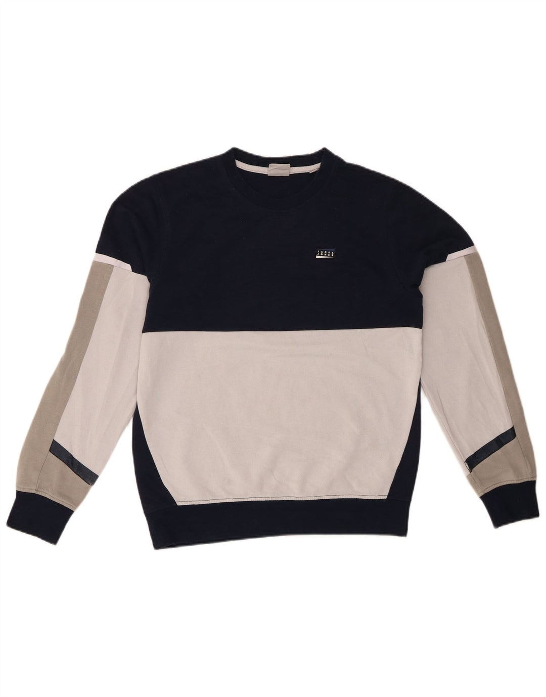 JACK & JONES Sweatshirt til mænd, lille marineblå colourblock bomuld