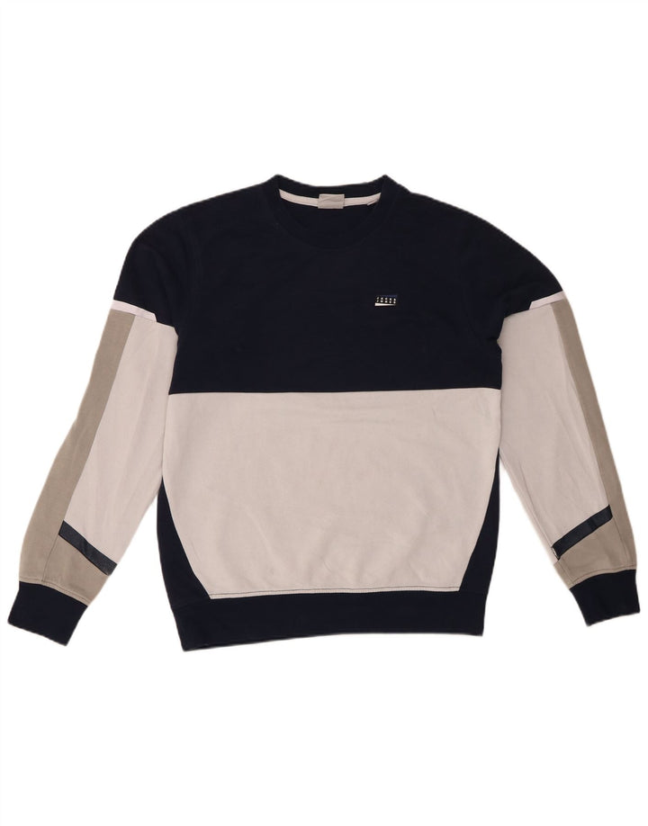 JACK & JONES Sweatshirt til mænd, lille marineblå colourblock bomuld