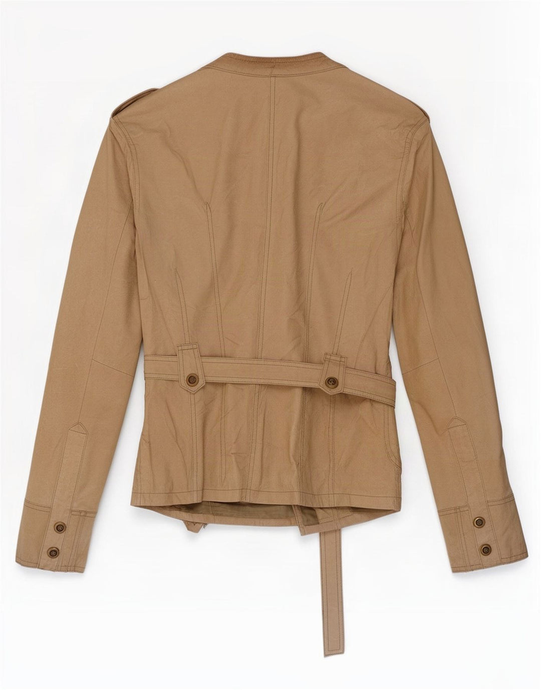 Vintage dame militær læderjakke IT 48 XL Beige