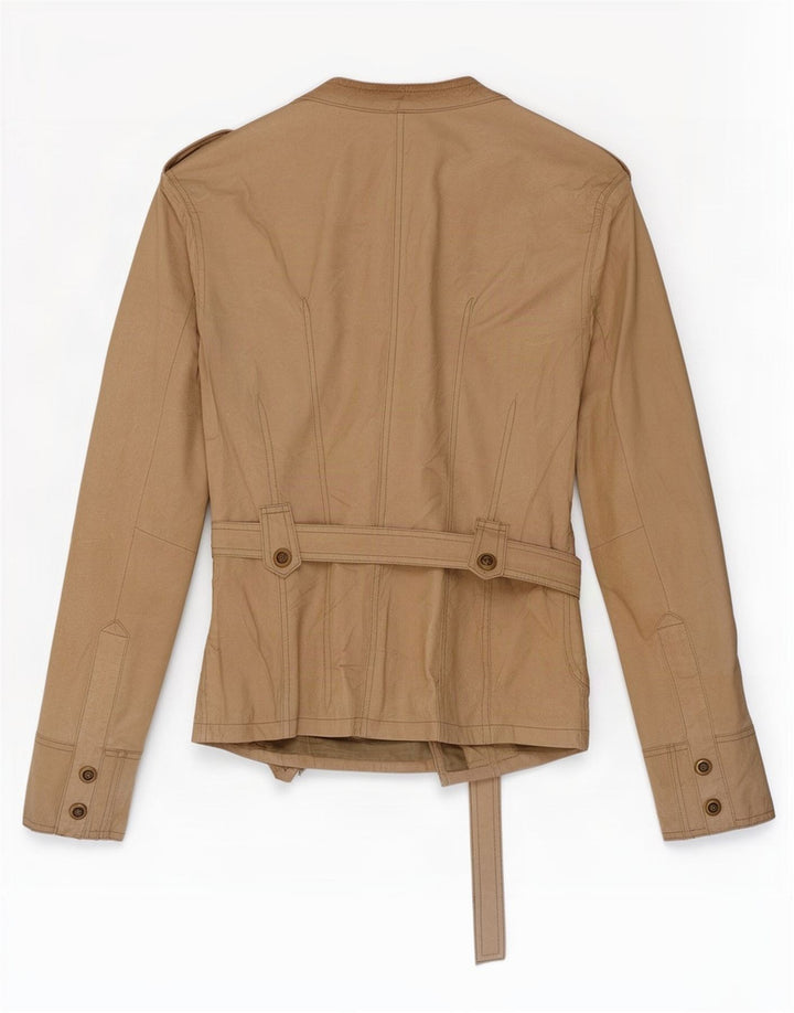 Vintage dame militær læderjakke IT 48 XL Beige