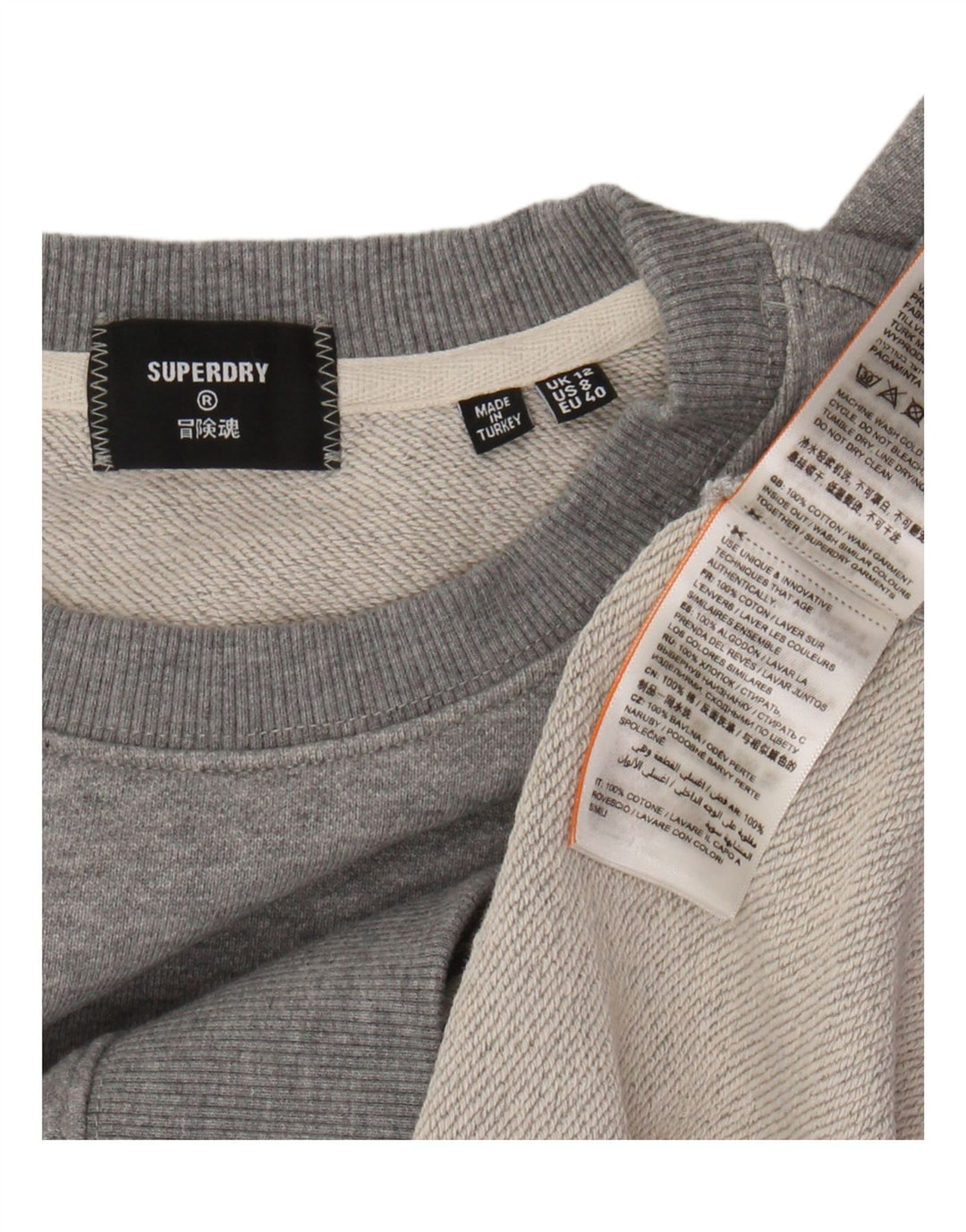 SUPERDRY Womens Oversized Sweatshirt Jumper UK 12 Medium Grey Bomuld