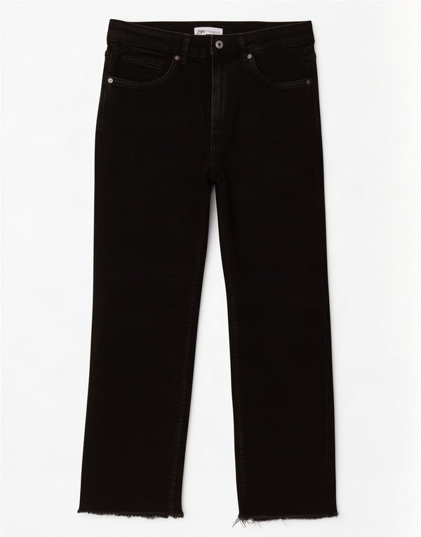 Zara Womens High Waist Cropped Jeans EU 40 Medium W30 L24 Sort
