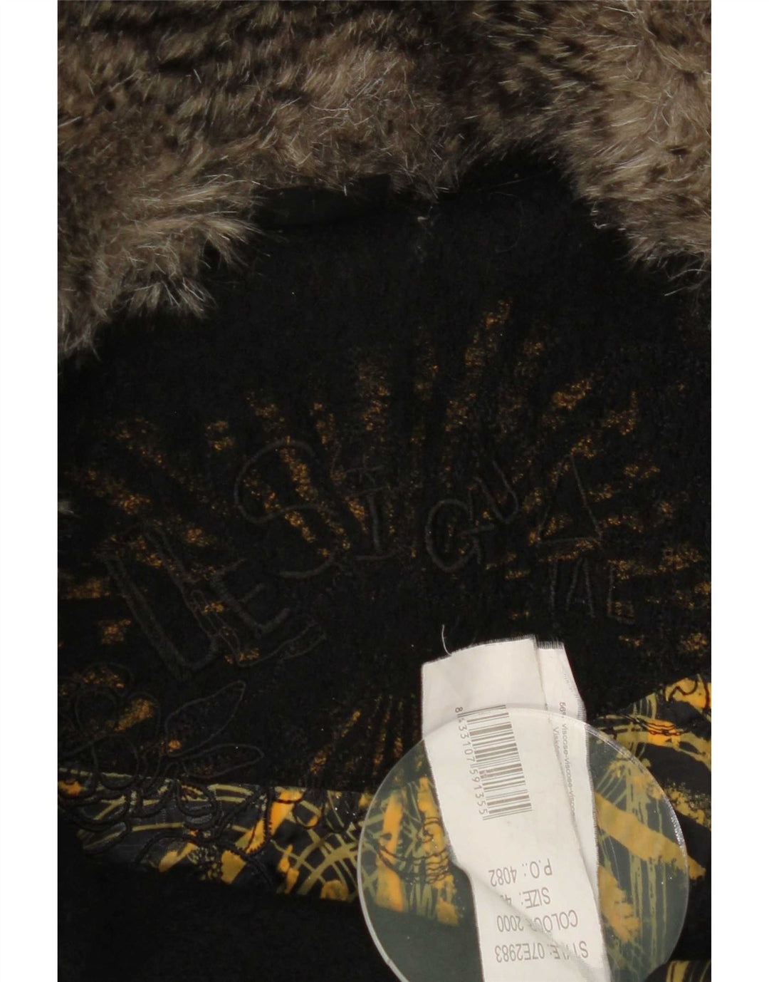 Desigual Dame Grafisk Dobbeltradet Frakke EU 42 Large Black Floral