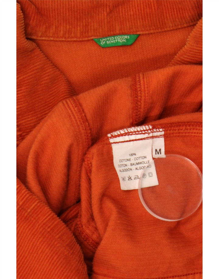 Benetton Damefløjlsskjorte UK 14 Medium Orange Bomuld