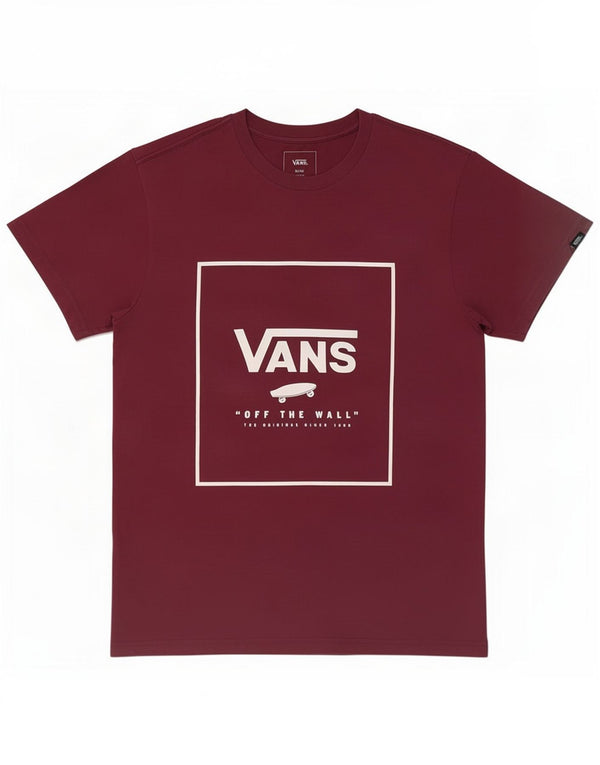 Vans Dame Custom Fit Grafisk T-Shirt Top UK 10 Lille Bourgogne Bomuld