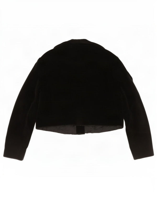 Vintage Kvinder Velvet Bolero Jacket UK 14 Medium Black