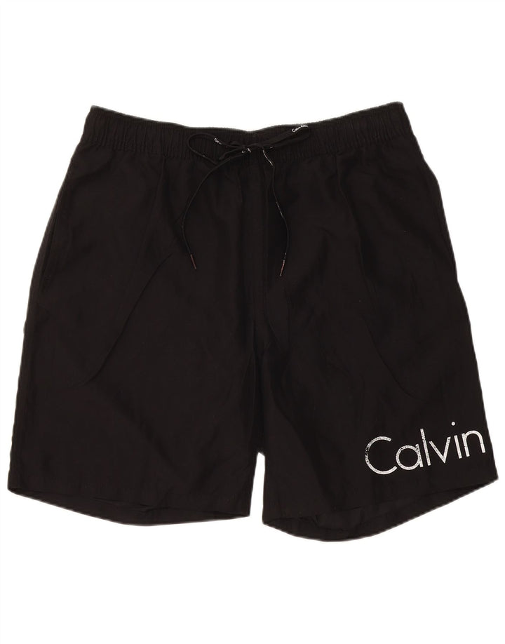 CALVIN KLEIN Grafiske badeshorts til mænd Stor sort polyester