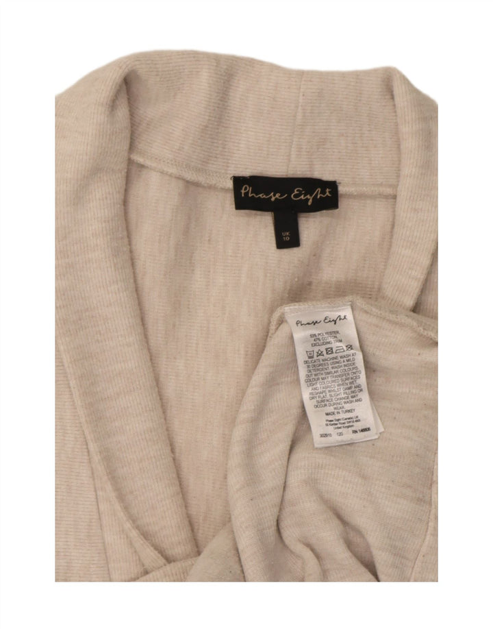 Phase Eight Womens Wrap Cardigan Sweater UK 10 Small Beige Polyester