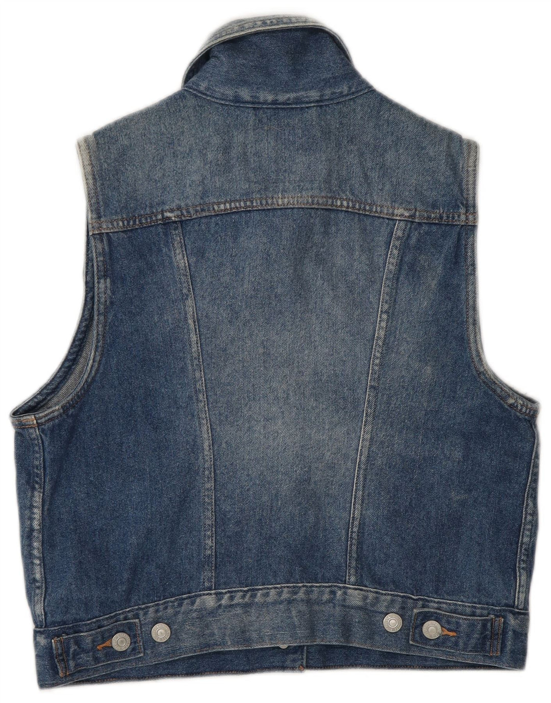 Levi's Womens Crop Denim Gilet UK 12 Medium Blue Cotton