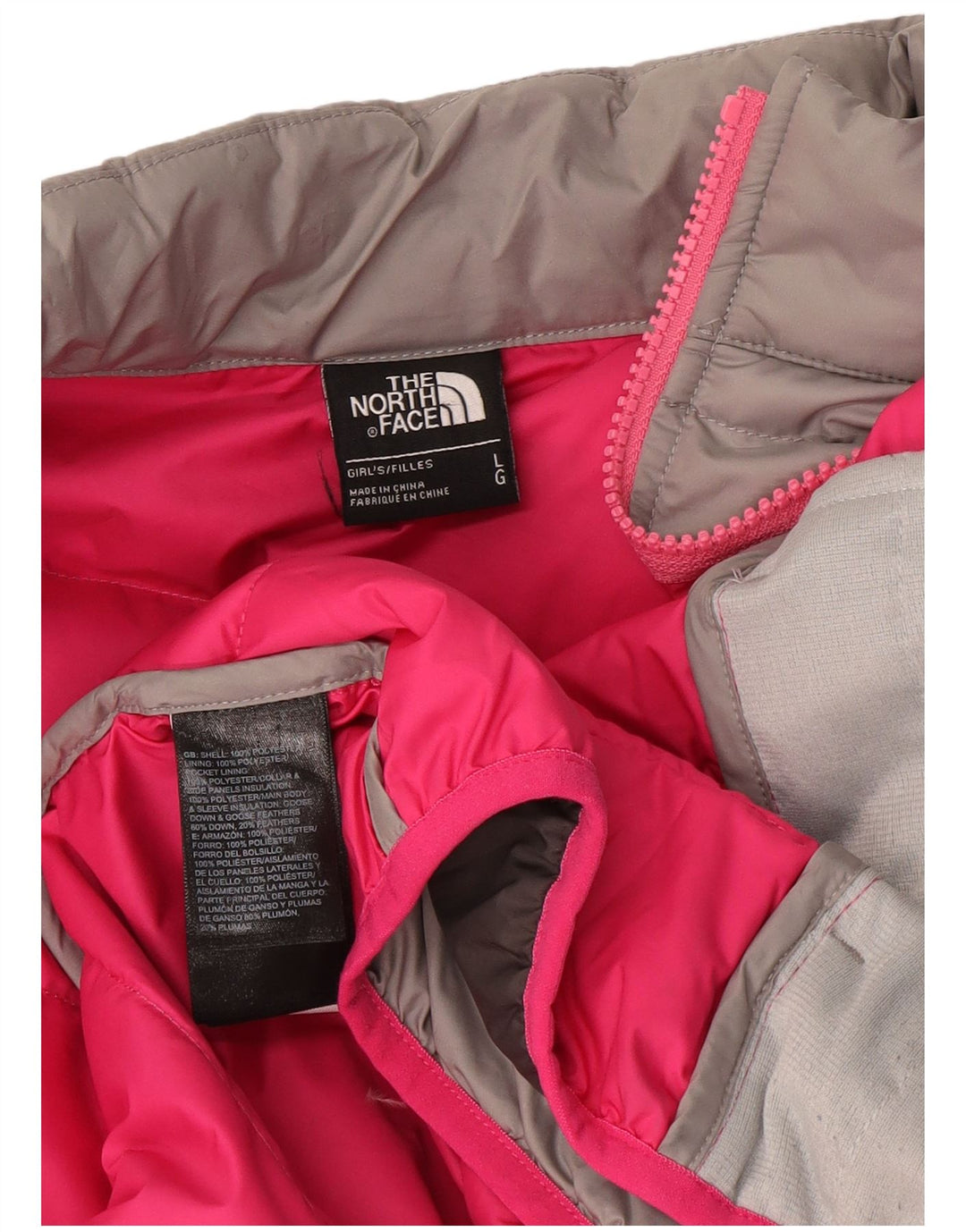 The North Face piger polstret jakke 11-12 år stor grå farveblok