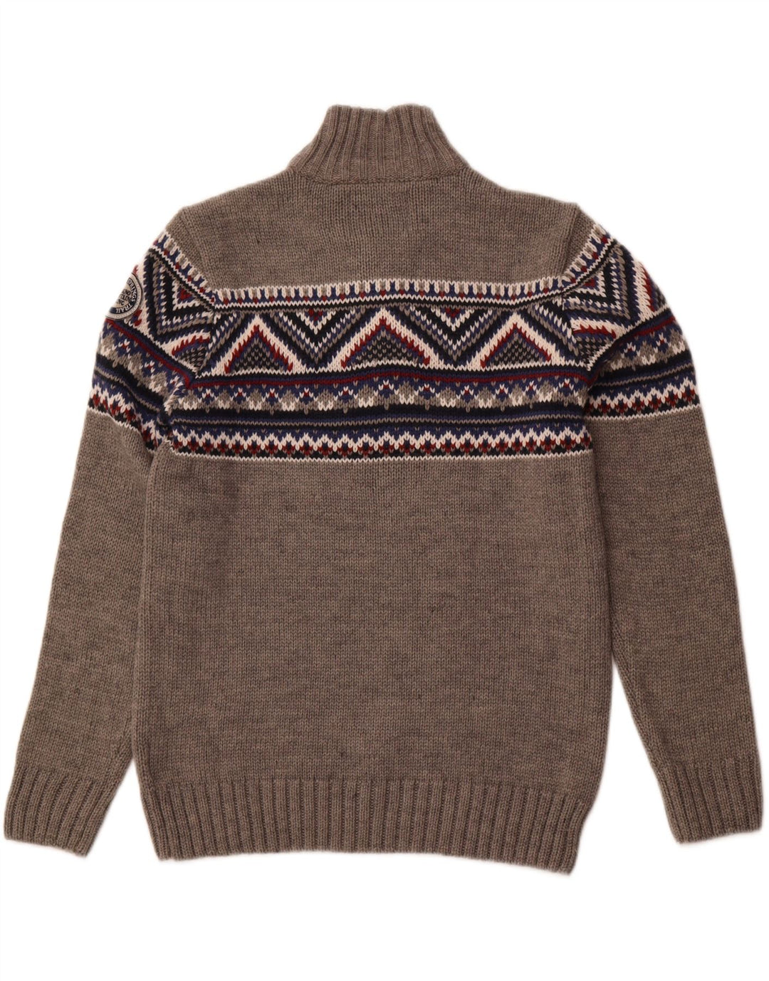 SOUTHERN Herre Button Neck Jumper Sweater 2XL Grå Fair Isle Akryl