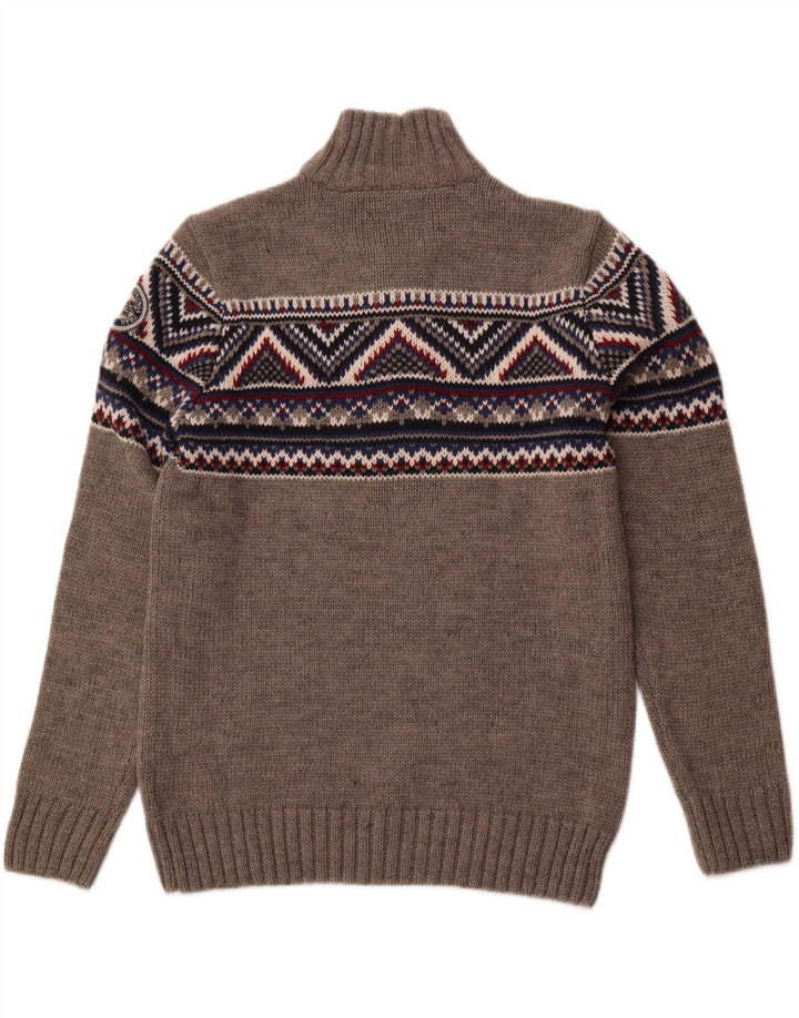 SOUTHERN Herre Button Neck Jumper Sweater 2XL Grå Fair Isle Akryl
