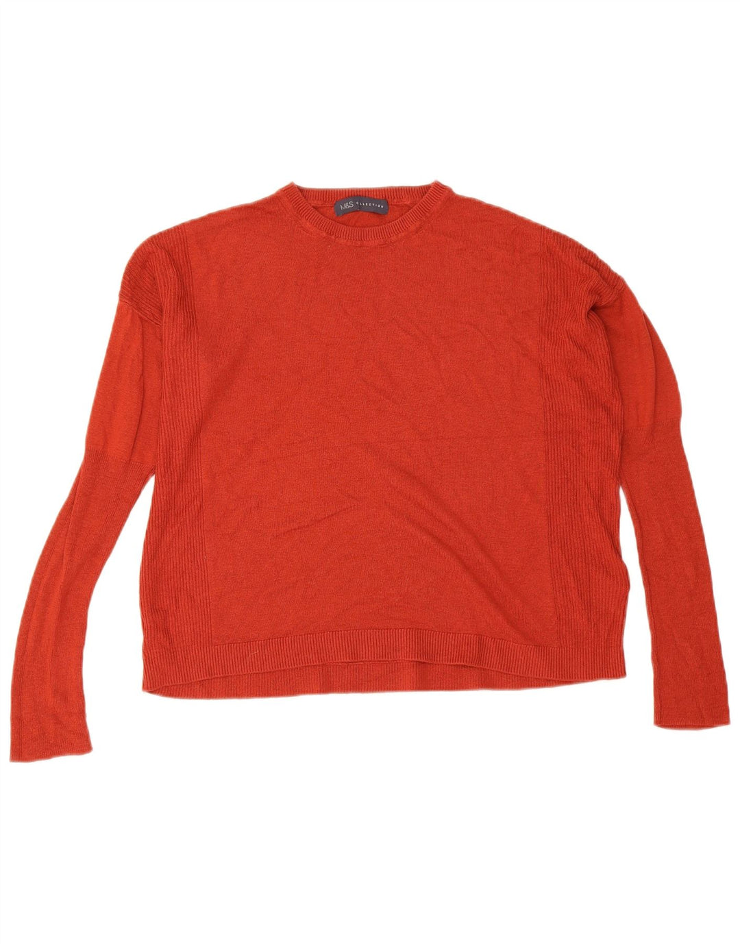 Marks & Spencer Dame Crop Crew Neck Jumper Sweater UK 12 Medium Red